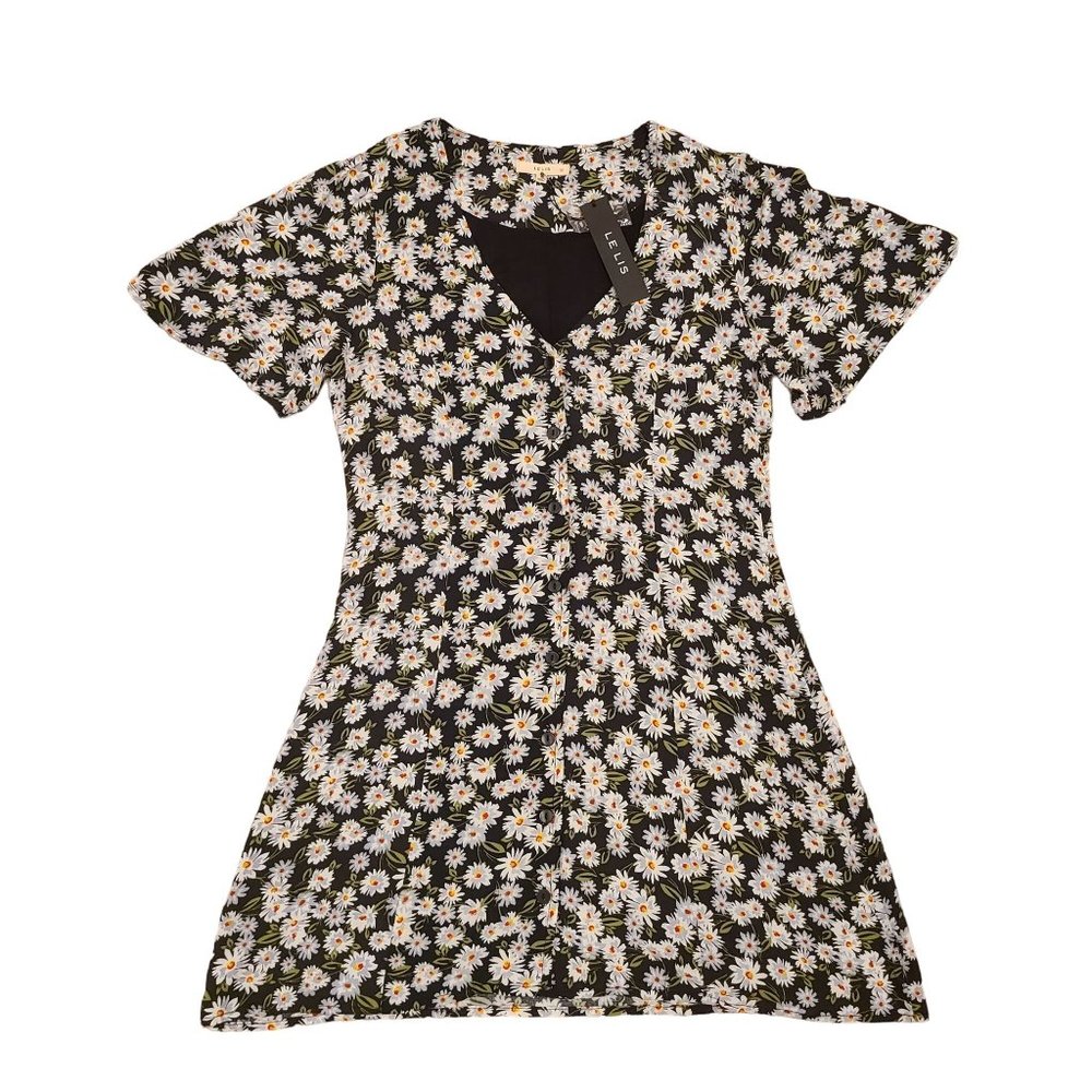 NWT Le Lis Cottagecore Floral Print Mini Dress Women's Size S